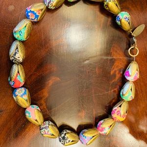 Lenora dame brass gold  multi colorful necklace